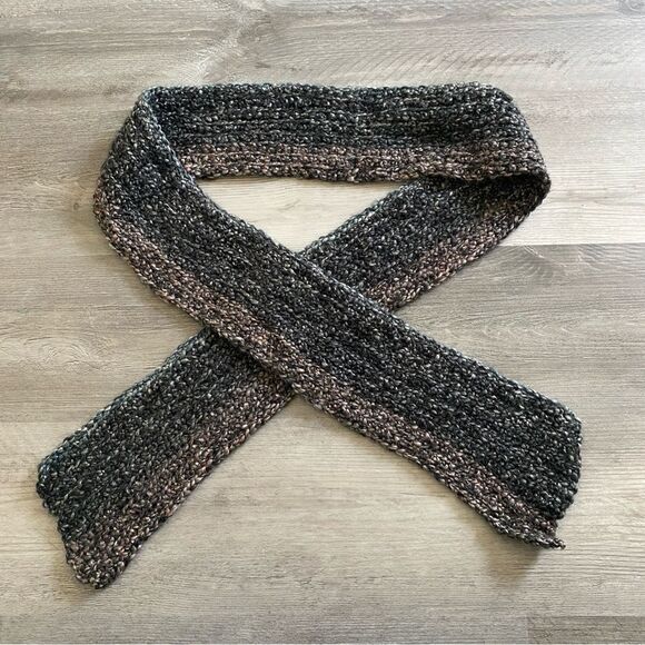 Soft Scarf Handmade Acrylic Dark Teal Grey Purple NEW Fall Outdoor - Picture 2 of 7